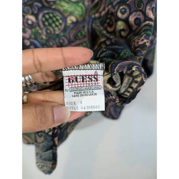 Vintage Guess Georges Marciano Men Acrylic Button Up Shirt Sz M Artsy Abstract - Picture 7 of 9